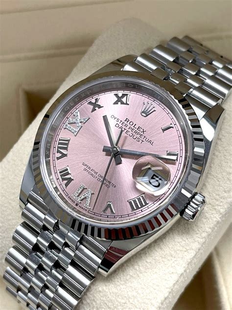 rolex datejust black 369 pink lume|rolex datejust 36 126234.